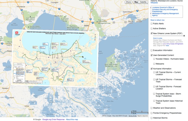 Map of New Orleans levee system aligned by MapFasten